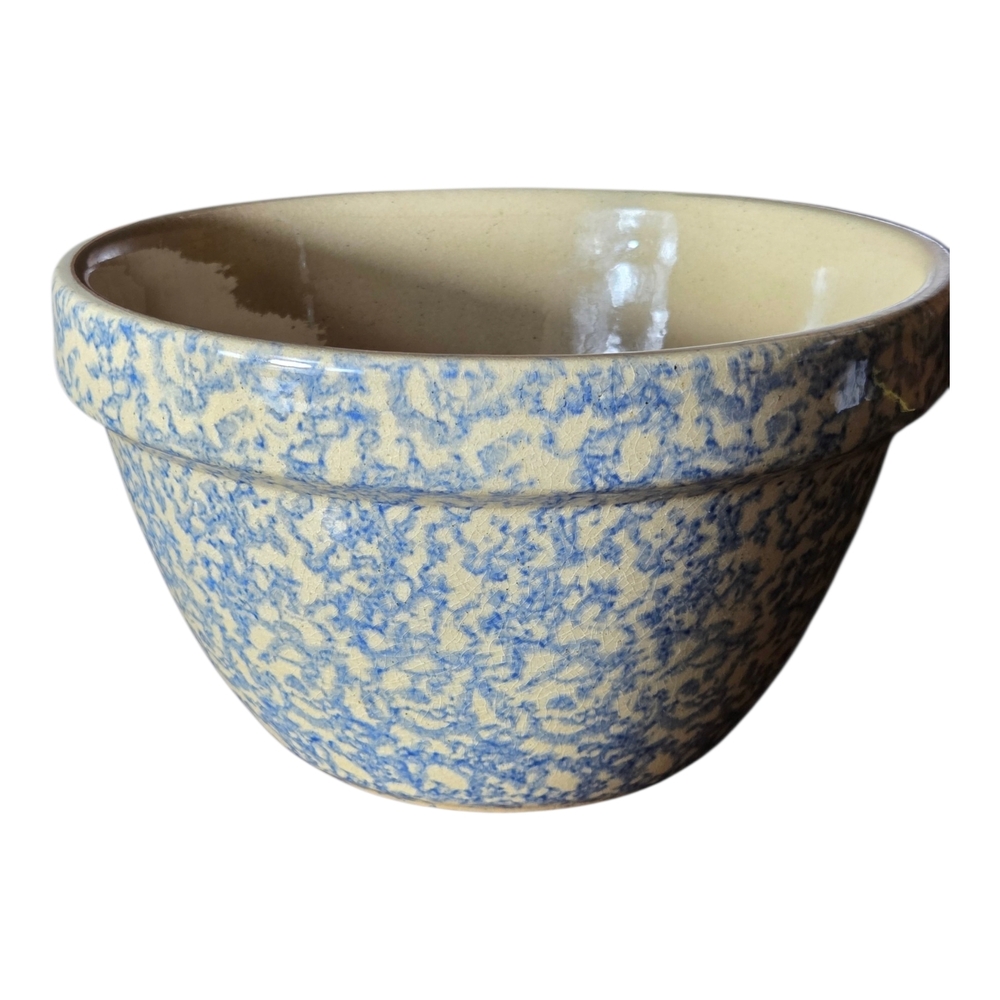 Yellow and Blue Speckled Ceramic Bowl - Classic Kitchen Serving Bowl